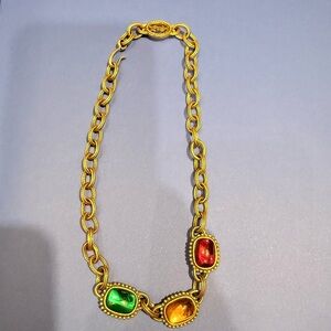 Yves Saint Laurent Vintage “Gripoix” Gold Plated Necklace.